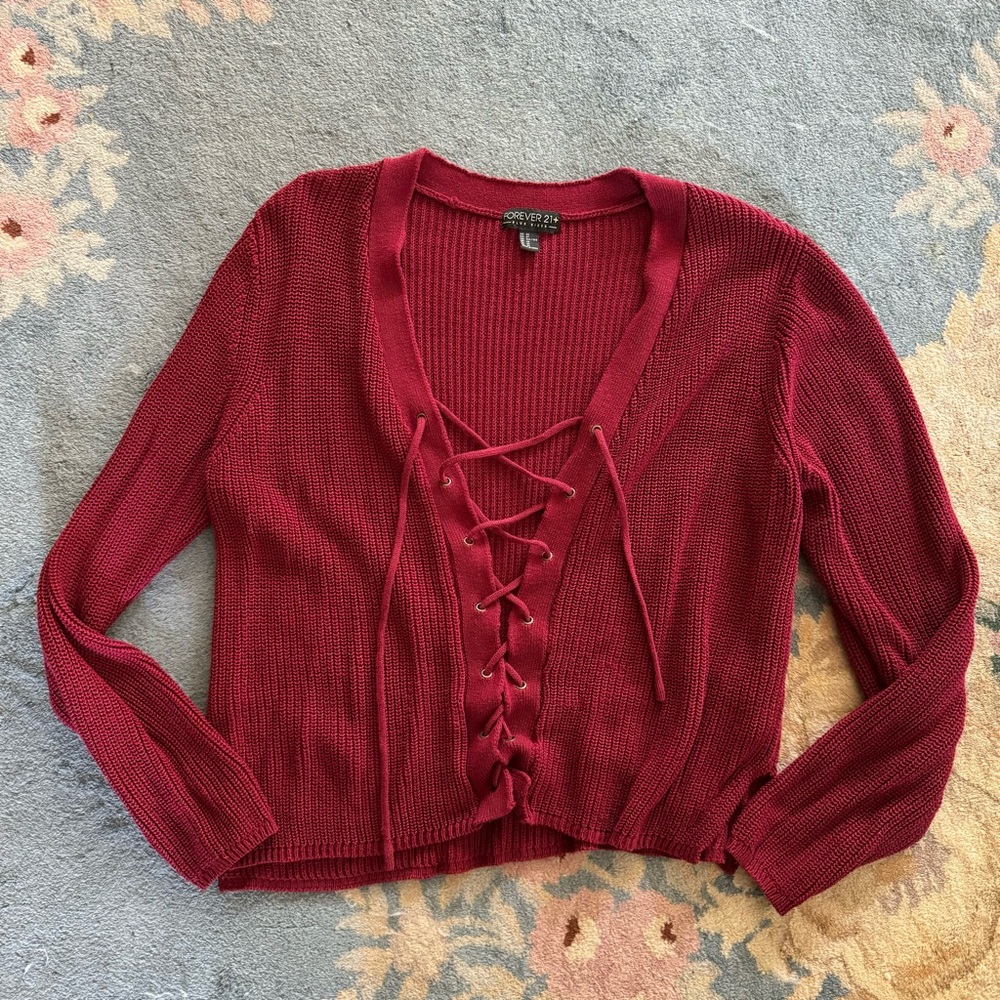 Forever21 Plus lace up sweater